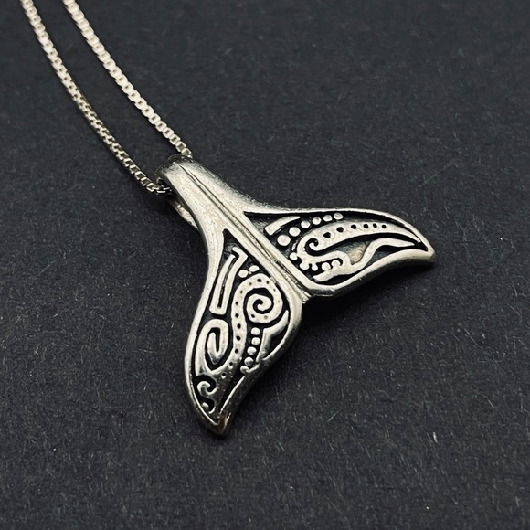 Sterling Silver Aboriginal Orca Whale Tail Necklace Unisex Peter Stone Co PSCL - Picture 3 of 9